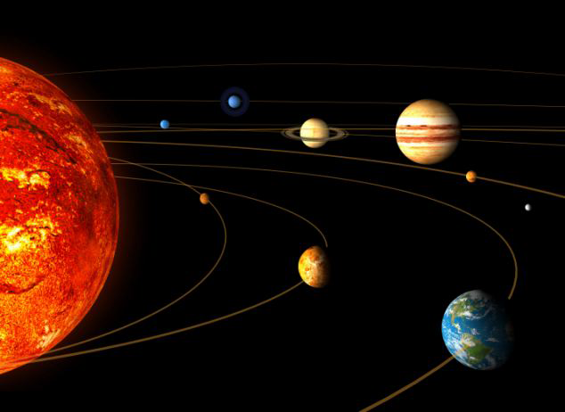 Planets orbiting the sun.